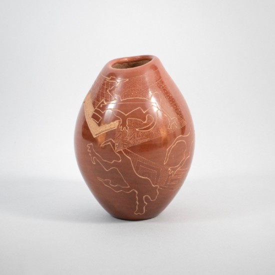 Jody Folwell - Brown Carved Pot