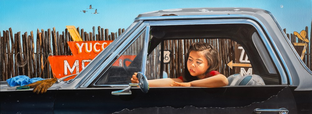 Eric Romero, Route of Tomorrow, oil on canvas, 28