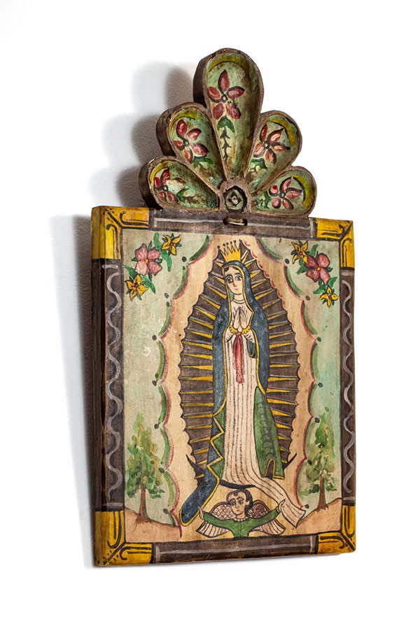 Gustavo Victor Goler, Nuestra Señora de Guadalupe, Retablo; carved wood with pigments, 10.5 Gustavo Victor Goler, Nuestra Señora de Guadalupe, Retablo; carved wood with pigments, 10.5