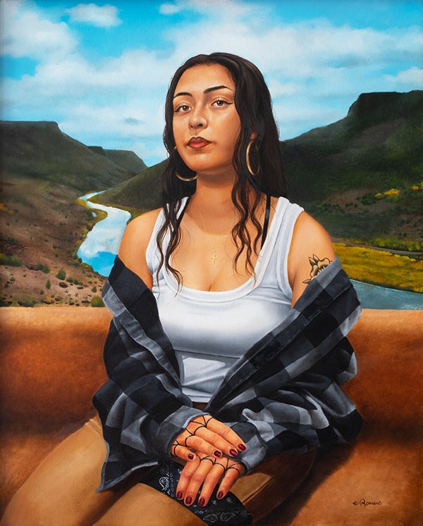 Eric Romero, Chola Lisa, oil on canvas, 40