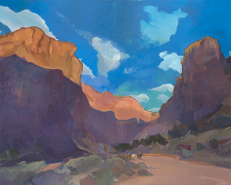 Kathryn Stedham, Big Canyon Riders, oil on canvas, 48
