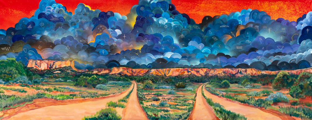 Jesse Littlebird, Crossroads Out Near Acoma, oil on canvas, 30
