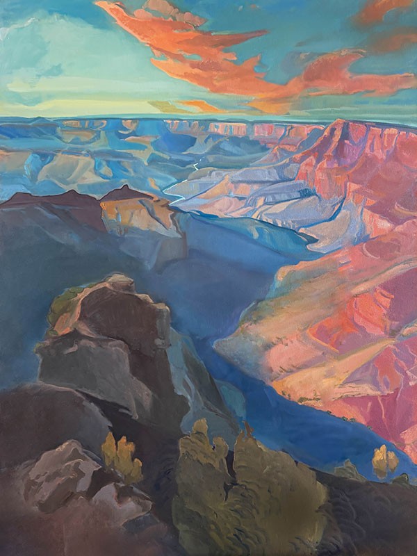 Kathryn Stedham, Navajo Point, Sunset View, oil on canvas, 40